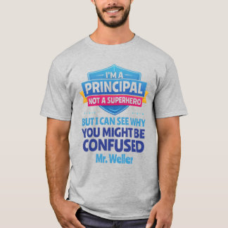 Custom Principal Funny Superhero Men's  T Shirt