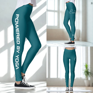 Custom Print Yoga Crew Dark Teal Leggings