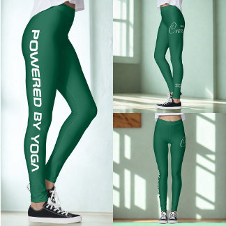 Custom Print Yoga Crew Hunter Green Leggings