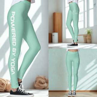 Custom Print Yoga Crew Light Teal Leggings
