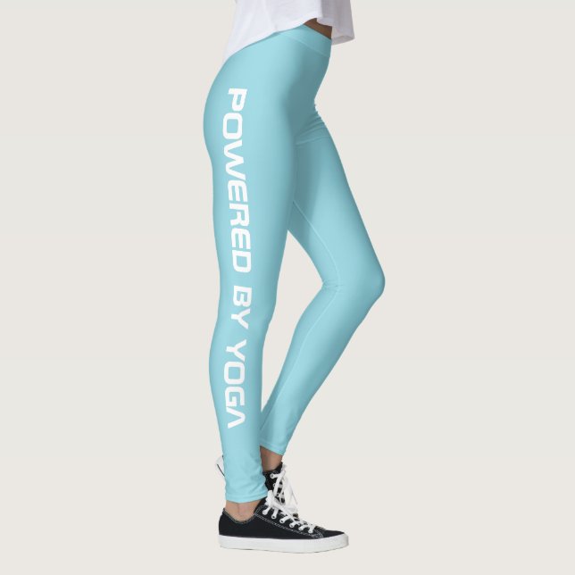 Custom Print Yoga Crew Robin Egg Blue Leggings (Höger)