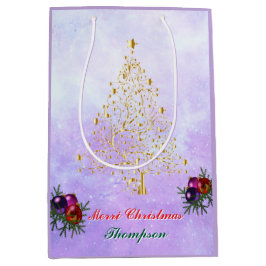 Custom Printed Holiday Gift Bag with Golden Tree