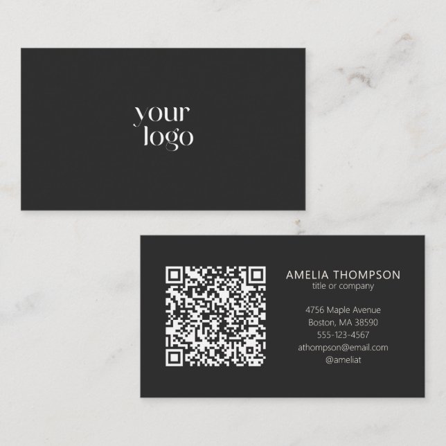 Custom Professional Business Logo Black QR Code Visitkort (Fram/baksida)