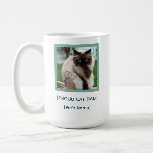 Custom Proud Cat Dad Mug | Pet Photo Gift Kaffemugg (Vänster)