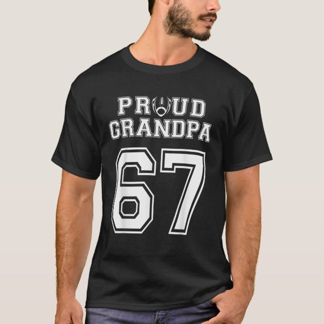 Custom Proud Football Grandpa Number 67 Personaliz T Shirt (Framsida)