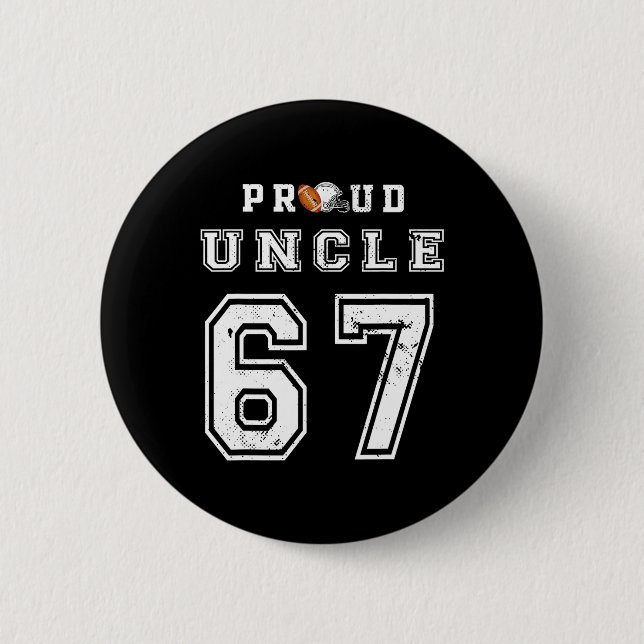 Custom Proud Footll Uncle Number 67 Personalized F Knapp (Framsida)
