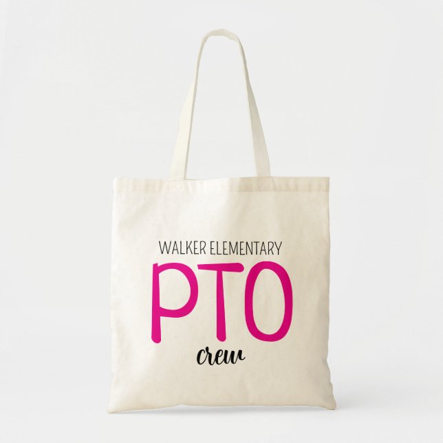 Custom PTO Crew Bag, Parent Teacher Organization T Tygkasse (Framsidan)