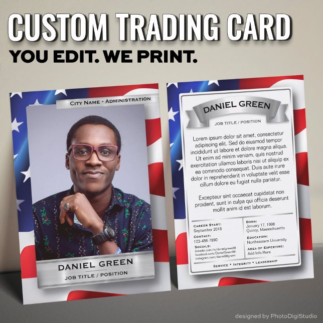 Custom Public Service Trading Card, American Flag  (Custom Public Service Trading Card, American Flag Card)