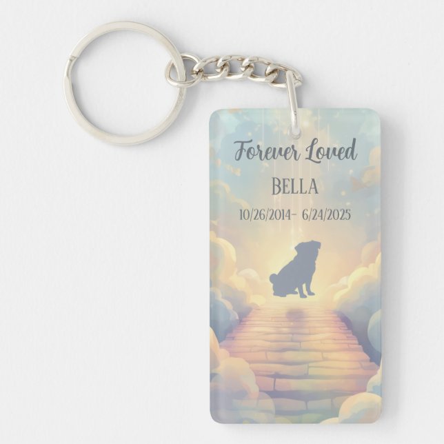 Custom Pug Memorial Acrylic Keychain with QR (Framsidan)