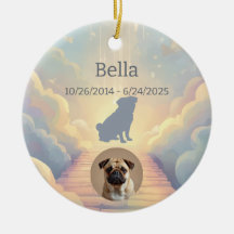 Custom Pug Memorial Ornament – Blue Rainbow Bridge