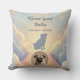 Custom Pug Memorial Pillow – Blue Rainbow Bridge Kudde