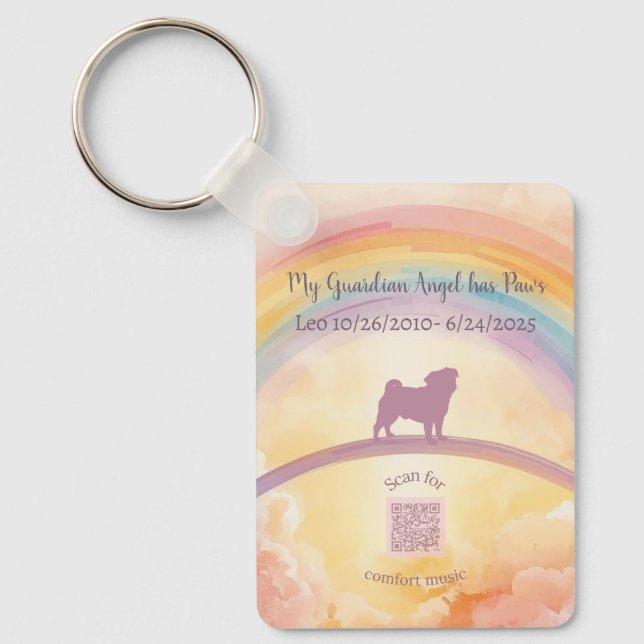 Custom Pug Pet Loss Keychain – Personalized Music Nyckelring (Framsida)