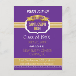 Custom Purple 50th Class Reunion Invite Vykort