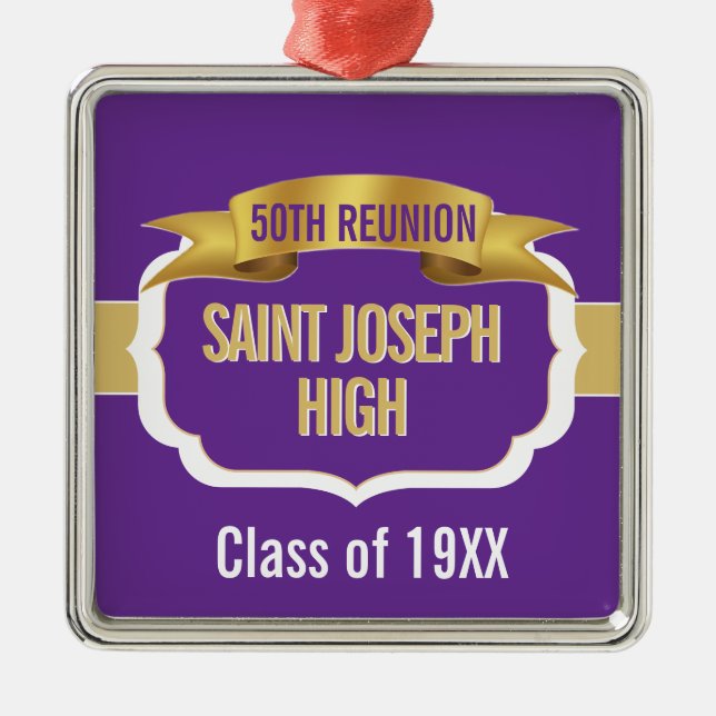 Custom Purple 50th Class Reunion  Julgransprydnad Metall (Framsidan)