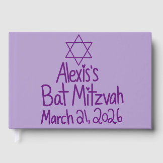 Custom Purple Bat Mitzvah Gästböcker