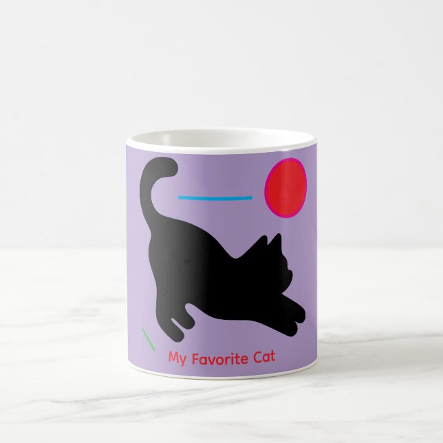 Custom Purple Coffee  Mug with Black Cat Kaffemugg (Center)