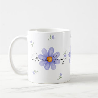 Custom Purple Daisy Name Floral Design Kaffemugg