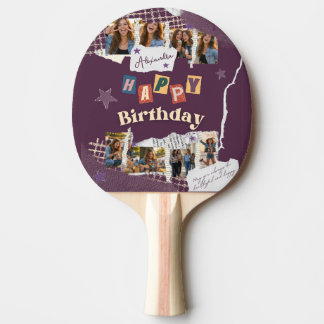Custom Purple Scrapbook Birthday Photo Collage Pingisracket