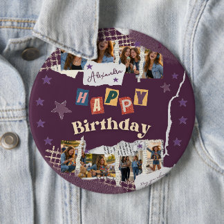 Custom Purple Teen Girl Birthday Photo Collage  Knapp