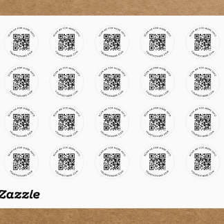 custom QR Code and Text Runt Klistermärke