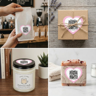 Custom QR Code Pink Heart Shaped Sticker Hjärtformat Klistermärke