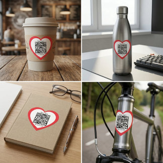 Custom QR Code Red Heart Shaped Sticker Hjärtformat Klistermärke