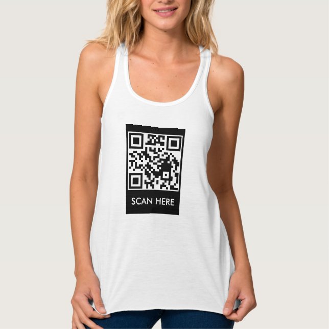 Custom QR Code Scan Me tank top Linne Med Racerback (Framsida)