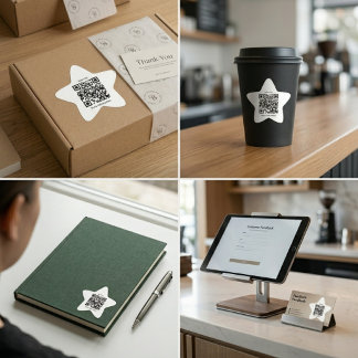 Custom QR Code Star Shaped Sticker  Stjärnformat Klistermärke