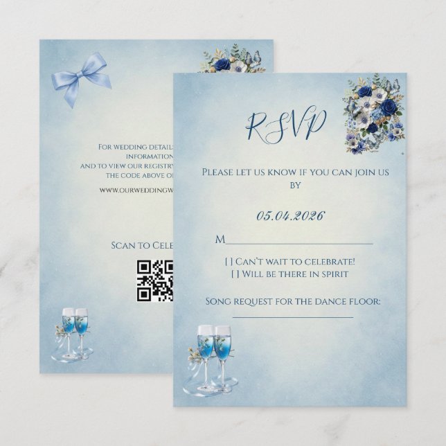 Custom QR Code Wedding RSVP Card OSA Kort (Fram/baksida)