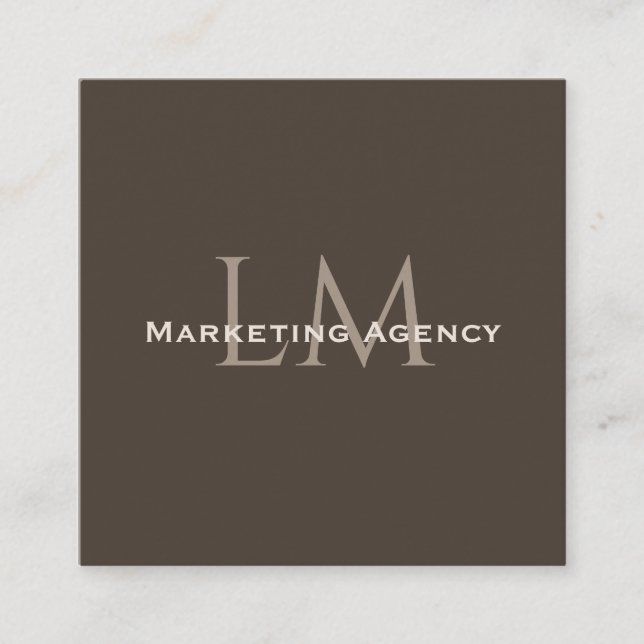 Custom QR Monogram Calling Card Taupe Brown (Framsida)