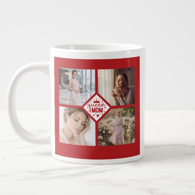 Custom Queen Mom Photo Collage Keepsake Jumbo Mugg (Vänster)