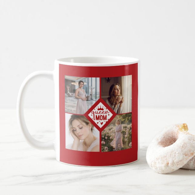Custom Queen Mom Photo Collage Keepsake Kaffemugg (Med munk)