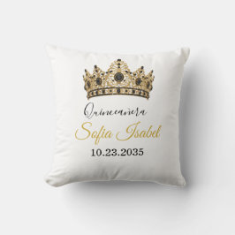Custom Quinceañera Gold Tiara Throw Pillow Kudde