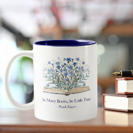 Custom Quote Blue Flowers Grow From Book Två-Tonad Mugg