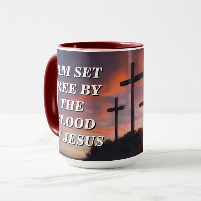 Custom Quote Faith Coffee Mug - Blood of Jesus. Mugg (Framsida vänster)
