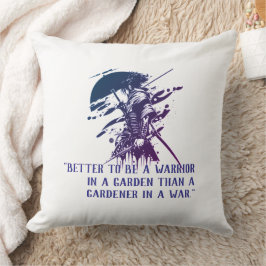 Custom Quote Japanese Samurai Blue Ink Art Pillow Kudde