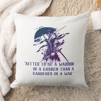 Custom Quote Japanese Samurai Blue Ink Art Pillow Kudde