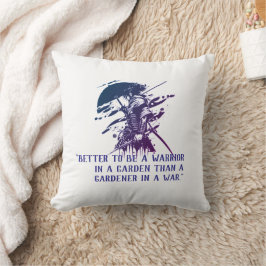 Custom Quote Japanese Samurai Blue Ink Art Pillow Kudde