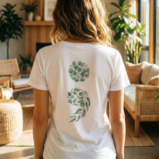 Custom Quote Sage Green Semicolon Nature Healing  T Shirt