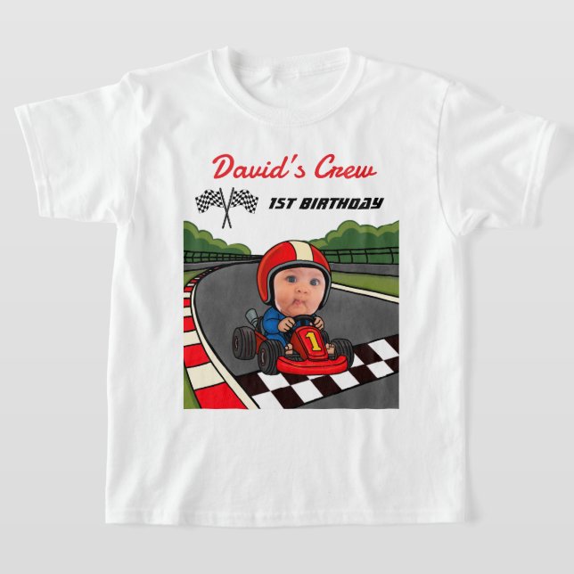 Custom Race Car Driver's Crew 1st Birthday  T Shirt (Laydown)