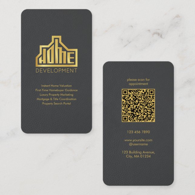 Custom Real Estate Business Card with QR Code Visitkort (Fram/baksida)