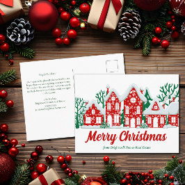 Custom Real Estate Company Merry Christmas Houses Helg Vykort