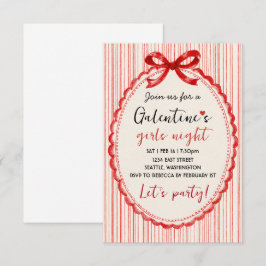 Custom Red Bow Galentines Party Invitation OSA Kort