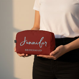 Custom Red Bridesmaid Makeup Bag for Bride Squad
