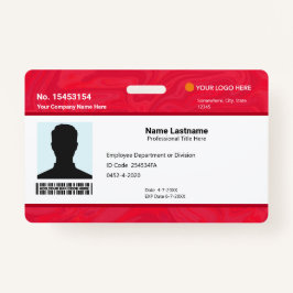Custom Red Employee ID Identification Photo Bar