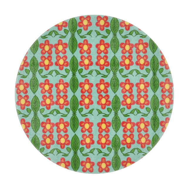 Custom Red Folk Art Flower & Leaf Pattern (Framsidan)
