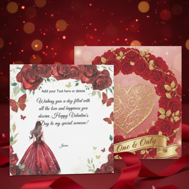 Custom Red Rose Dress Valentine's Day Card Kort (Skapare uppladdad)