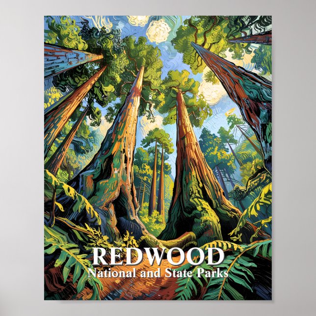 Custom Redwoods National Park California Van Gogh Poster (Framsidan)