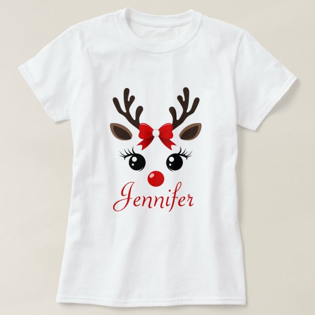 Custom Reindeer Christmas | Festive Holiday  T Shirt (Design framsida)