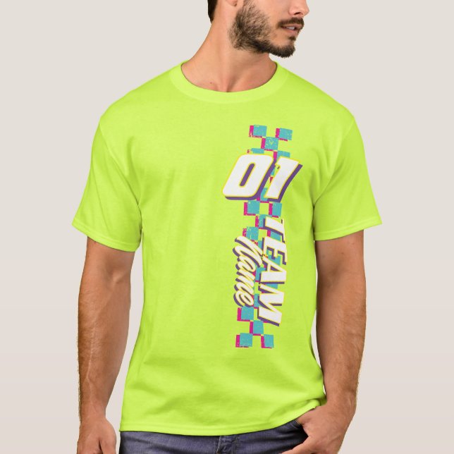 Custom Retro 90s Race Team Number Shirt T (Framsida)